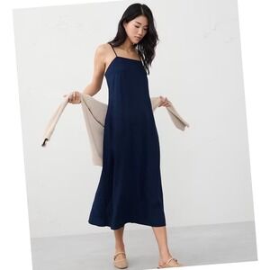 Madewell Womens Linen Black Sleeveless Midi Dress Size 0 Career Casual‎